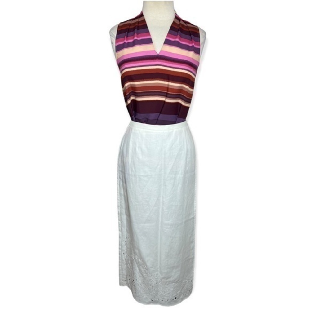 Katherine Kelly white Irish linen wrap midi skirt size 6 90’s Hamptons  CBK